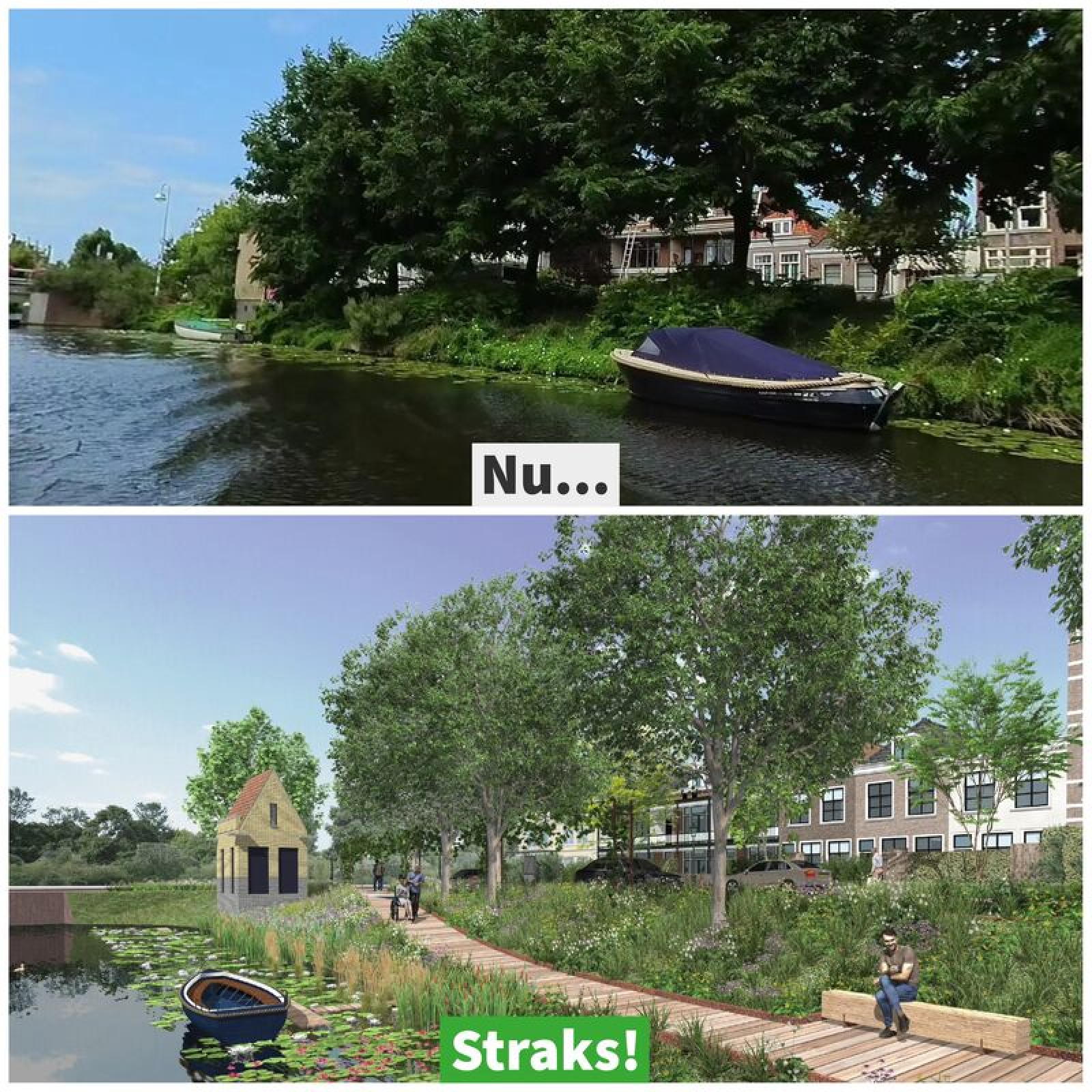 berm en oever Jan van Houtkade nu en straks