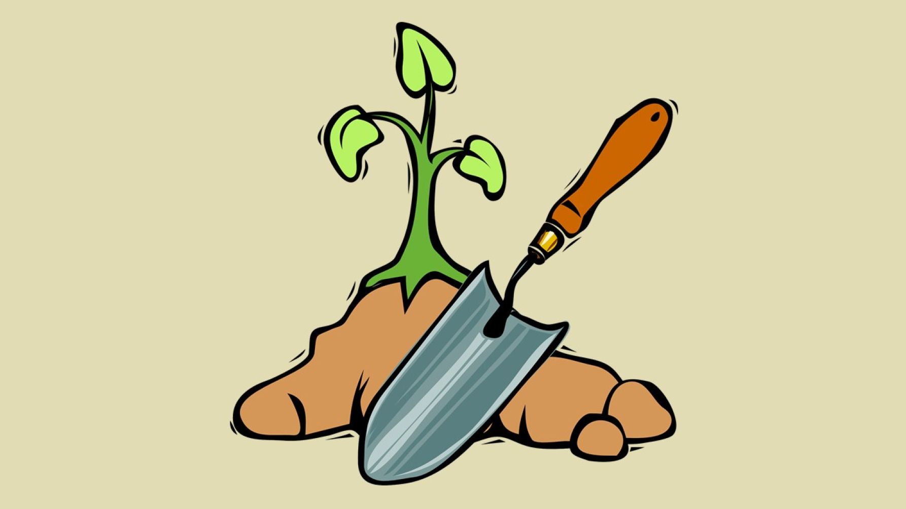 plantschopje met plantje, tekening