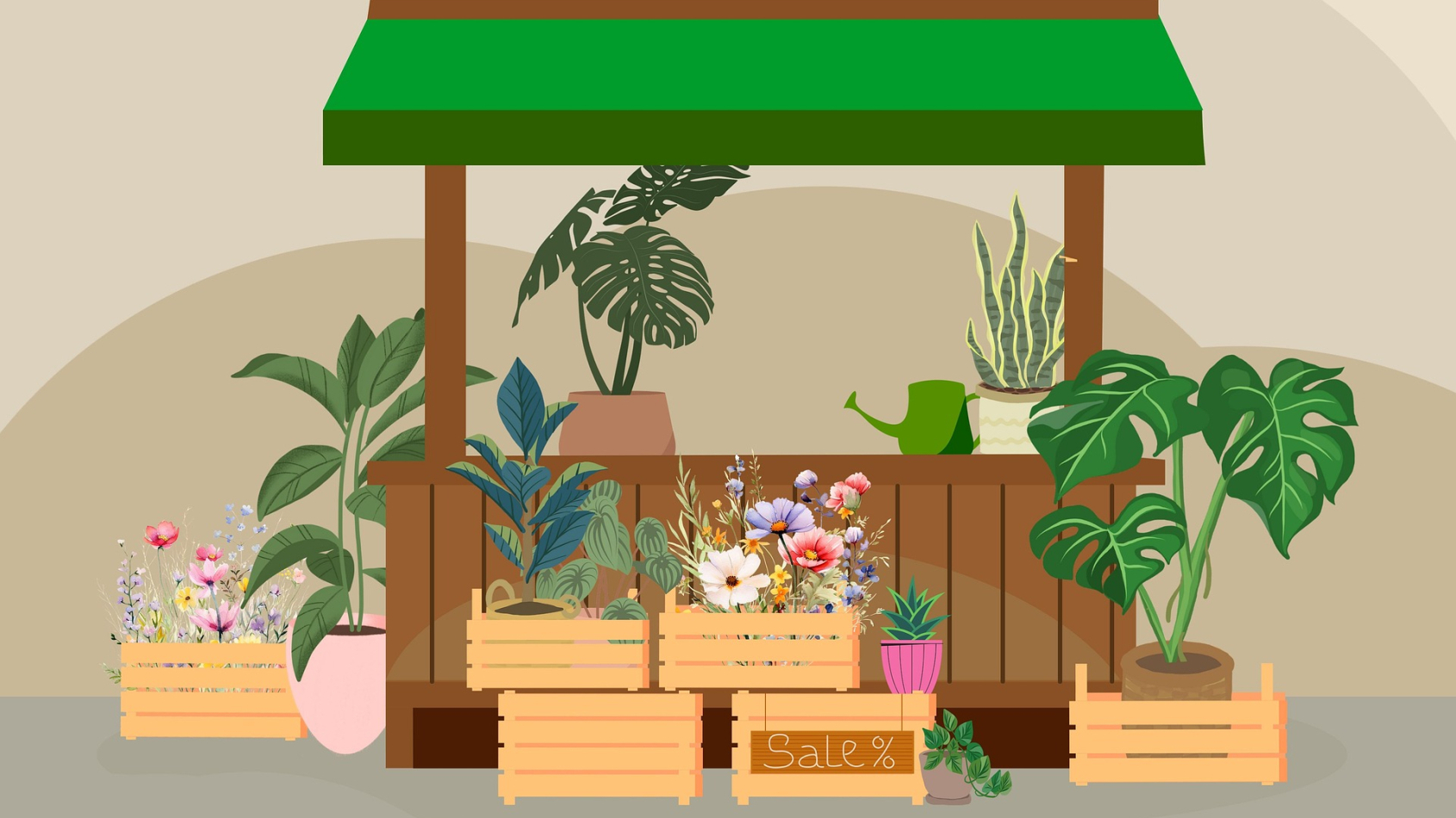 marktkraam met planten