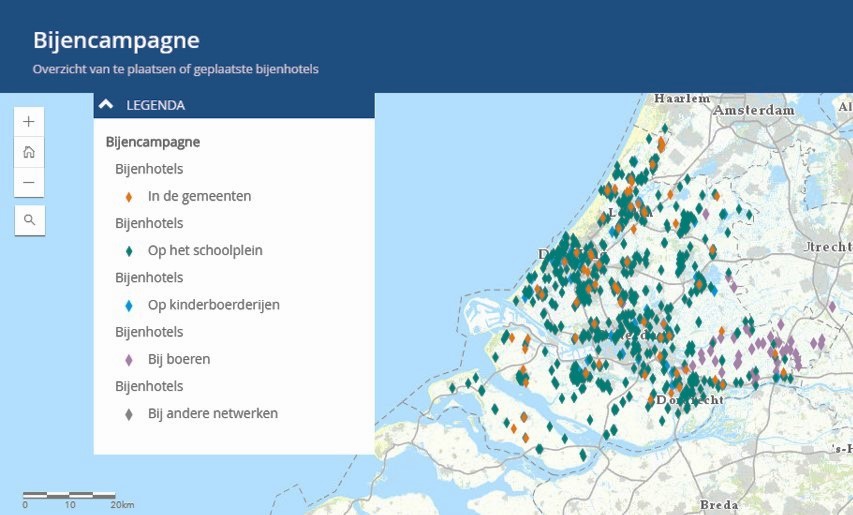 Meer dan 1000 Zuidhollandse bijenhotels op de kaart.
